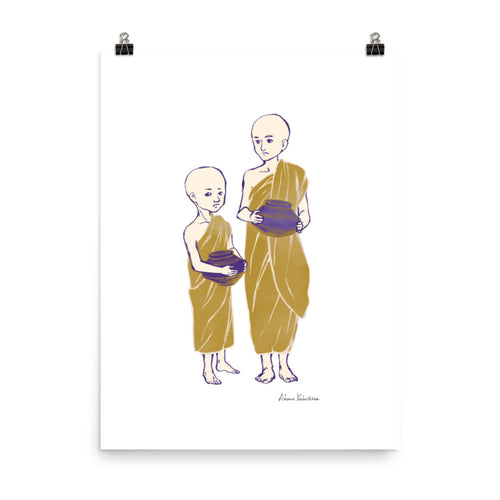 People of Myanmar - Junior Monks in Bagan | Art Print - Akane Yabushita Online Shop