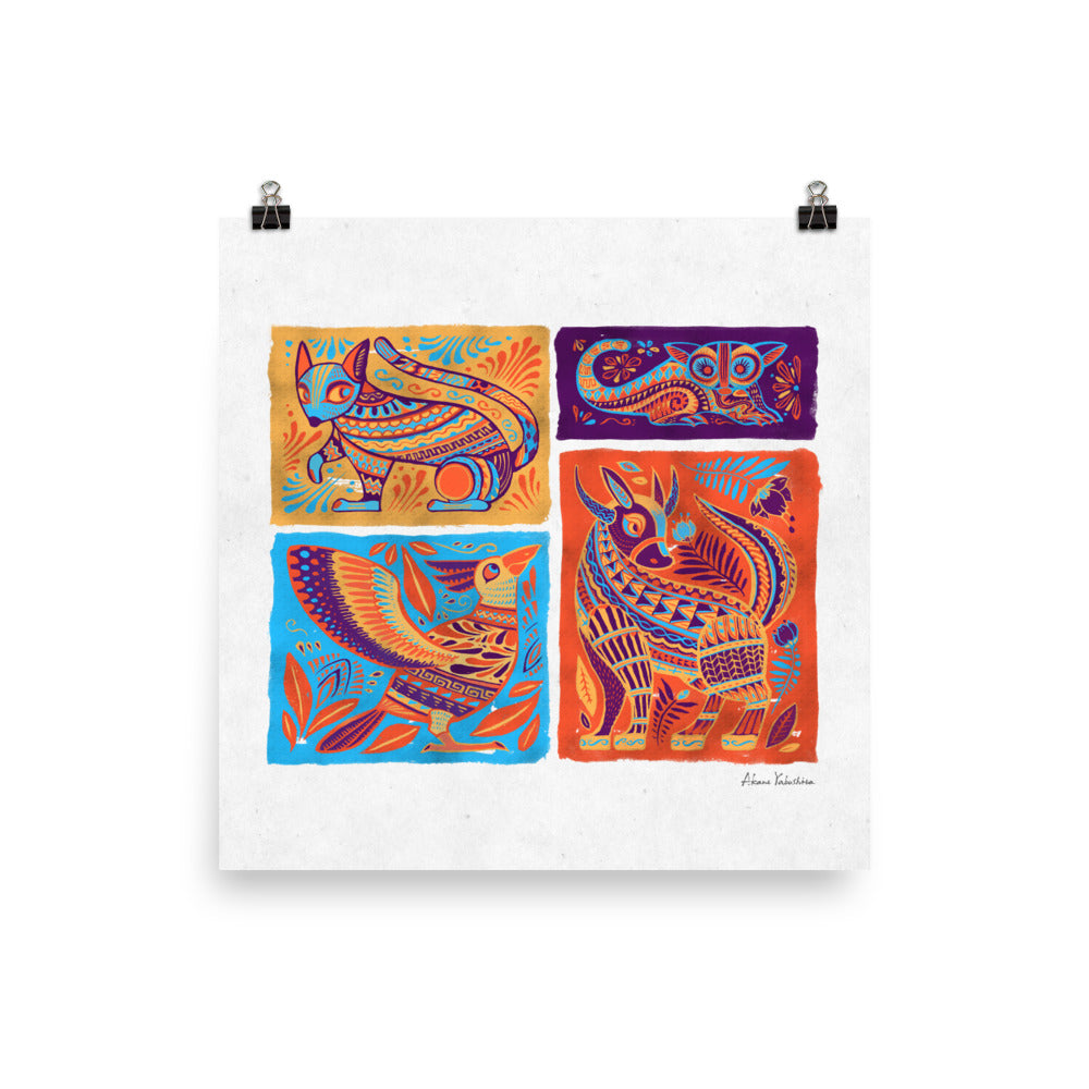 Alebrijes Animals - Vibrant Orange | Art Print - Akane Yabushita Online Shop