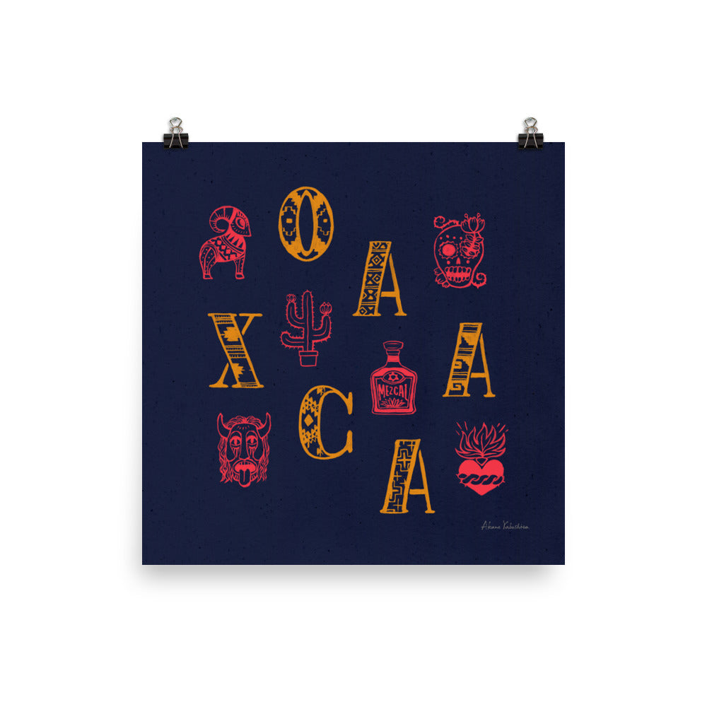 Oaxaca Alphabets - Indigo Blue | Art Print