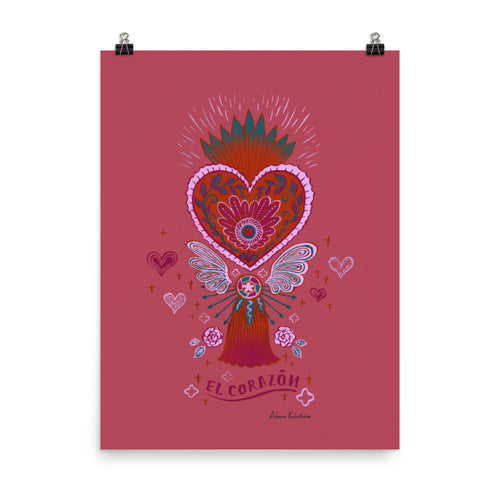 Mexican Heart Tassel (Corazon) - Pink | Art Print - Akane Yabushita Online Shop
