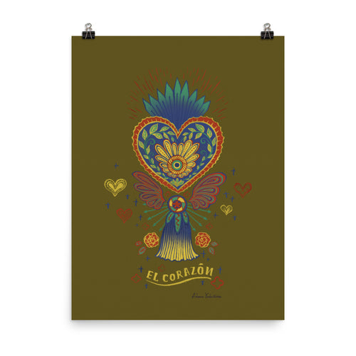 Mexican Heart Tassel (Corazon) - Blue | Art Print - Akane Yabushita Online Shop