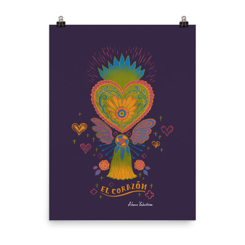 Mexican Heart Tassel (Corazon) - Green | Art Print - Akane Yabushita Online Shop