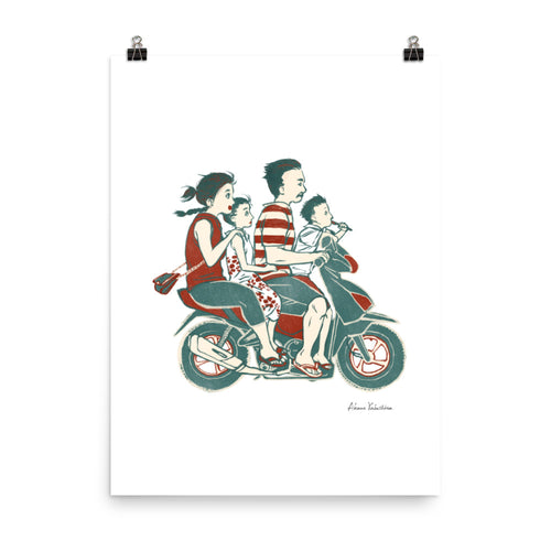 People of Bali - Family Ride | Art Print - Akane Yabushita Online Shop
