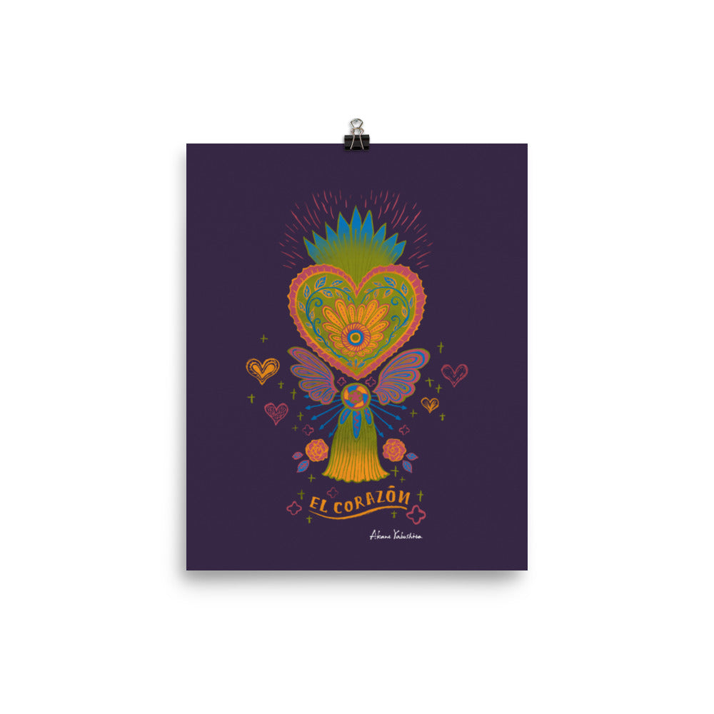 Mexican Heart Tassel (Corazon) - Green | Art Print - Akane Yabushita Online Shop