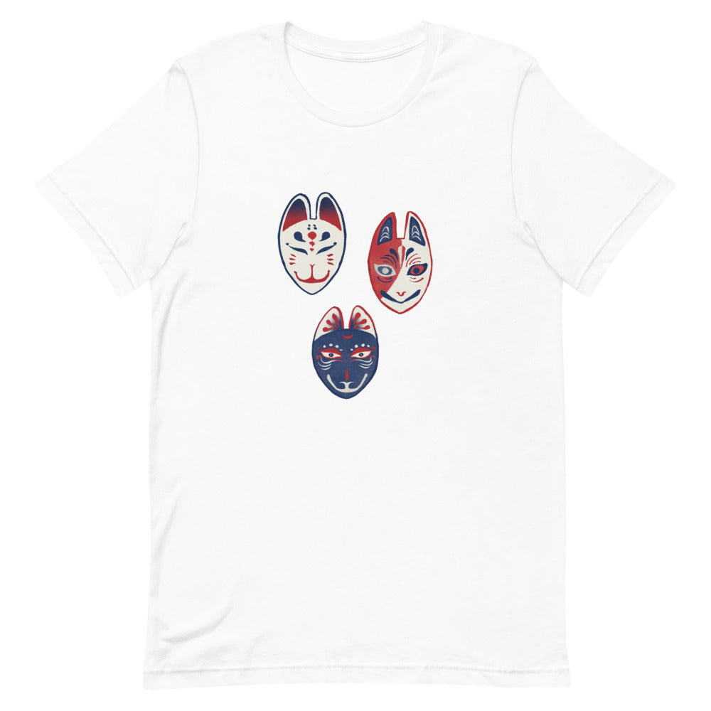 Fox Mask / Kitsune Men(狐面) | Short-Sleeve Unisex T-Shirt - Akane Yabushita Online Shop